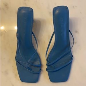 Song of Style blue strappy mini heel